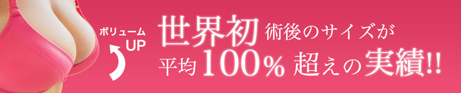 世界初術後のサイズが平均100％超えの実績